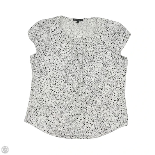 Blouse Short Sleeve By Adrianna Papell In Black & White, Size: M