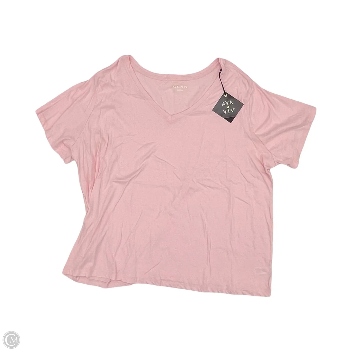 Top Short Sleeve Basic By Ava & Viv In Pink, Size: 3x