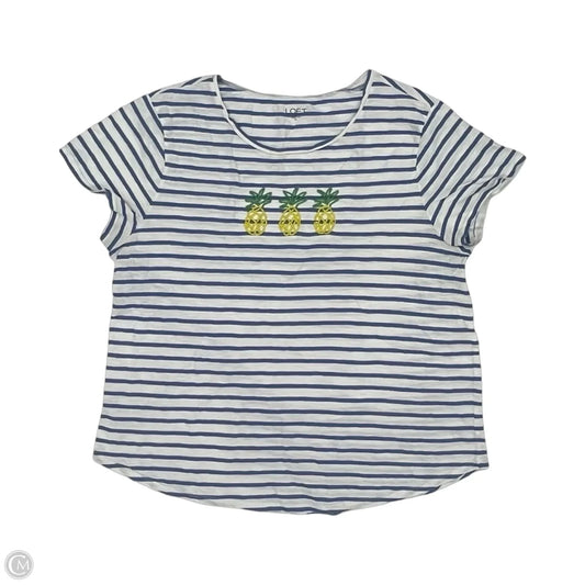 Top Short Sleeve By Loft In Blue & White, Size: Xl
