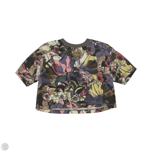 Athletic Top Short Sleeve By Nike Apparel In Floral Print, Size: S