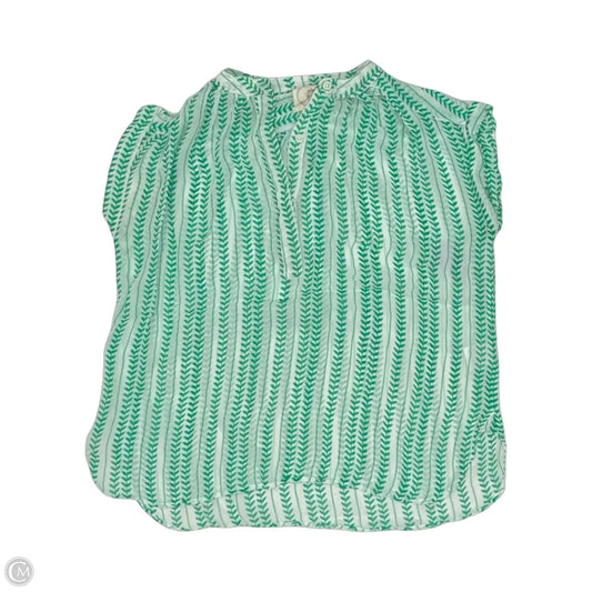 Blouse Short Sleeve By Clothes Mentor In Green & White, Size: Os