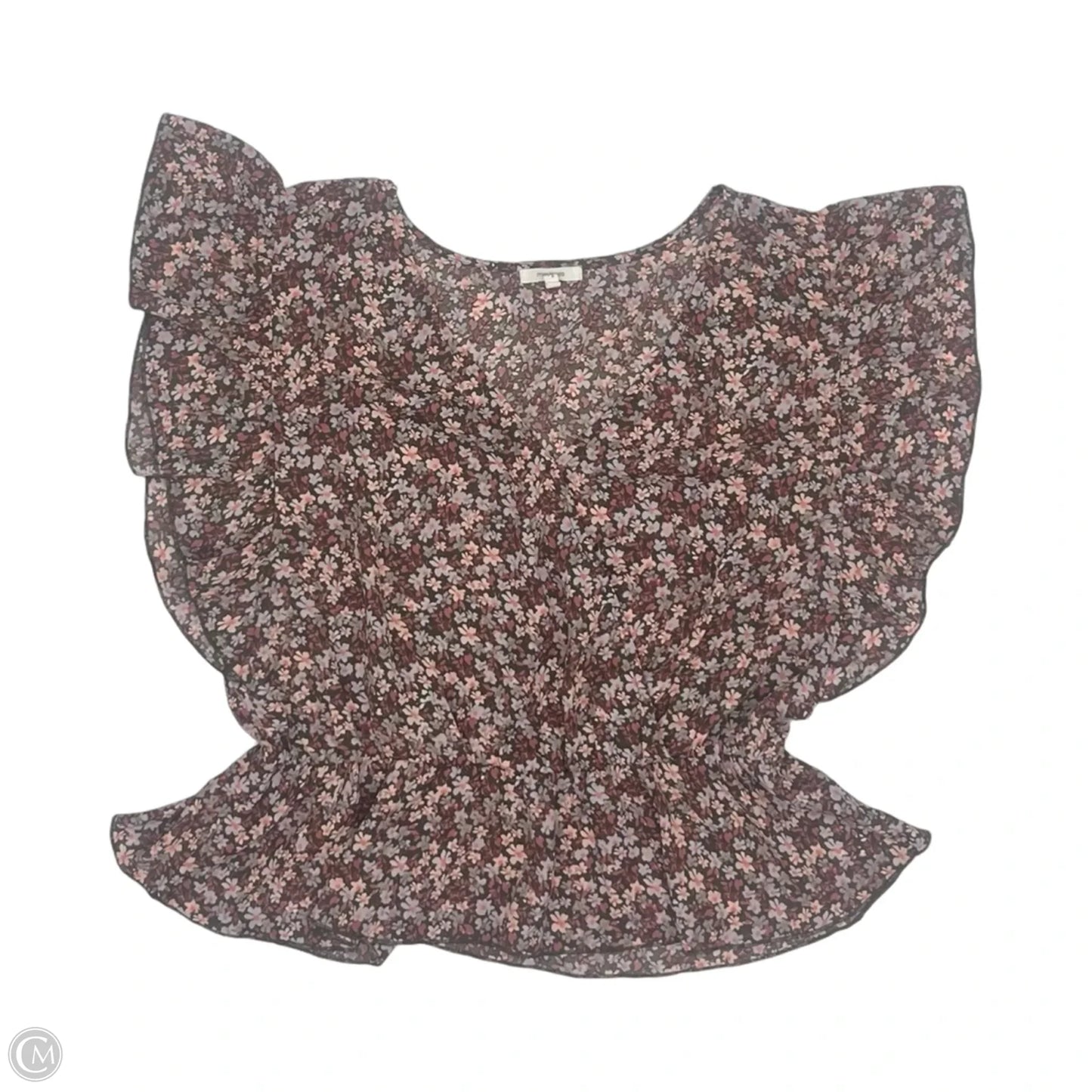 Blouse Short Sleeve By Maurices In Brown & Pink, Size: L