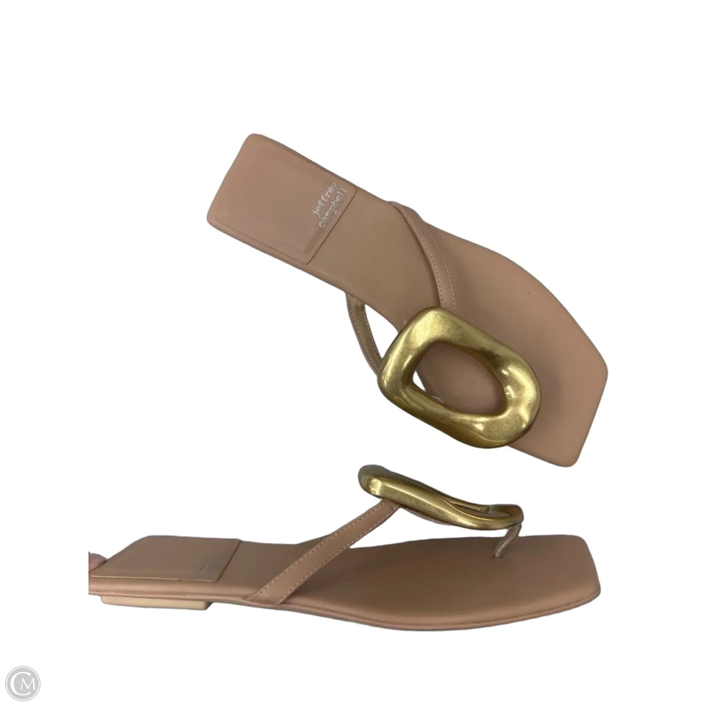 Sandals Flip Flops By Jeffrey Campbell In Gold & Tan, Size: 9