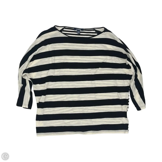 Top 3/4 Sleeve By Chaps In Black & Cream, Size: Xl