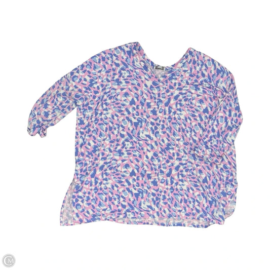 Top 3/4 Sleeve By Mudpie In Blue & Pink, Size: Onesize