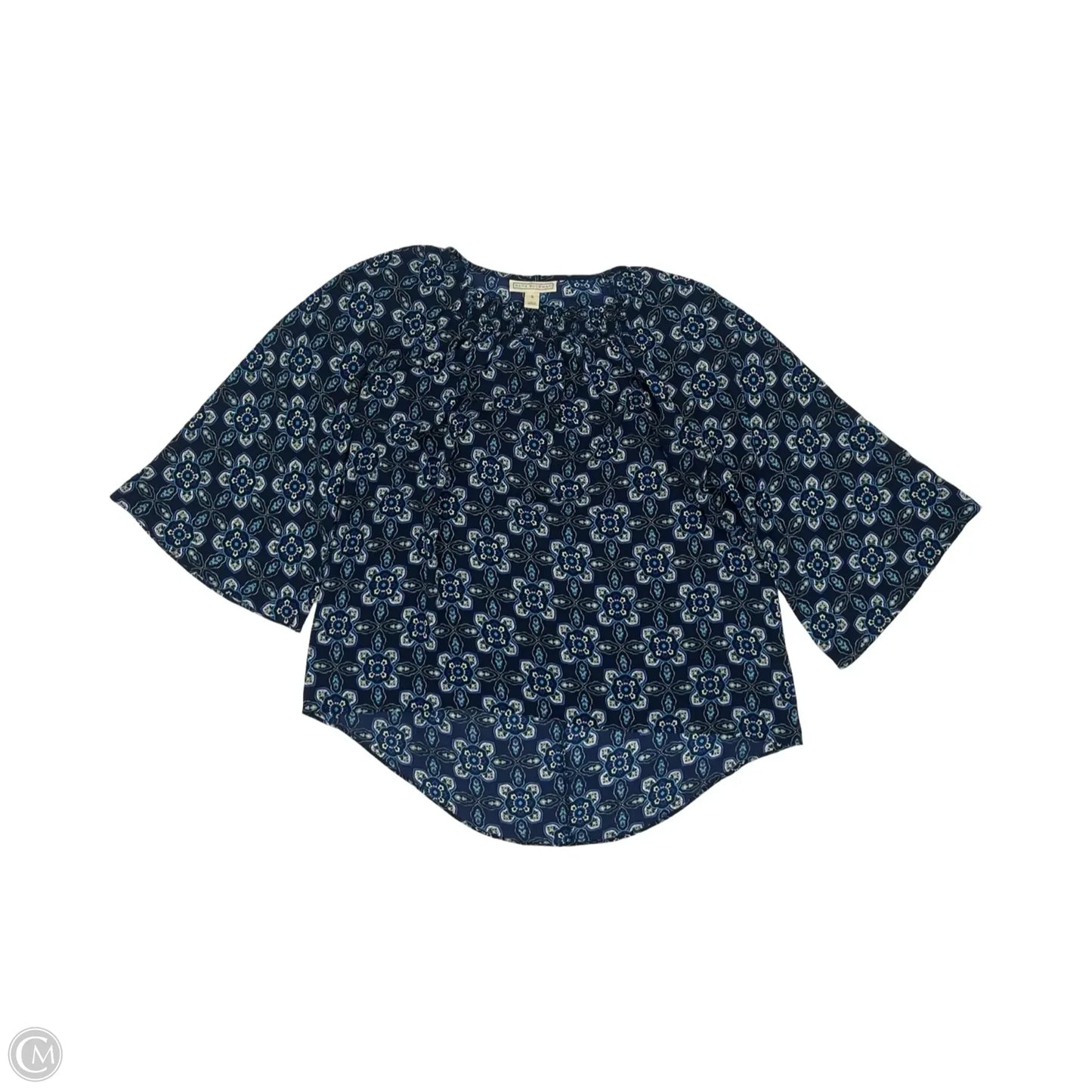 Blouse 3/4 Sleeve By Dana Buchman In Blue, Size: S