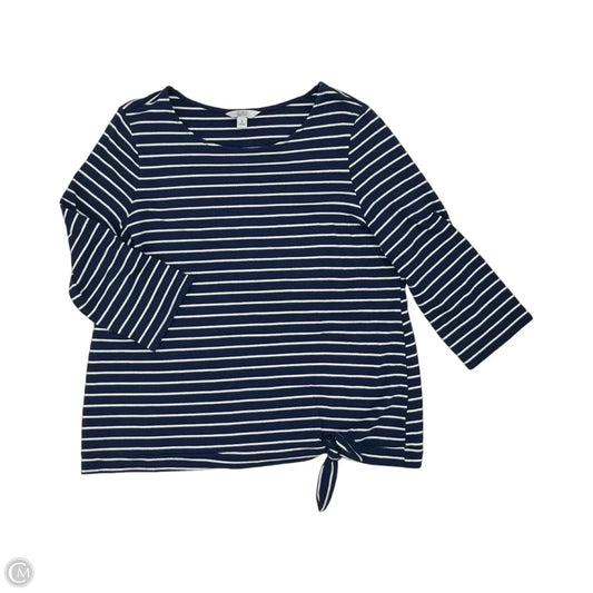 Top 3/4 Sleeve By Croft And Barrow In Blue & White, Size: Xl