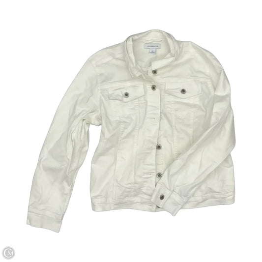 Jacket Denim By Liz Claiborne In White Denim, Size: Xl