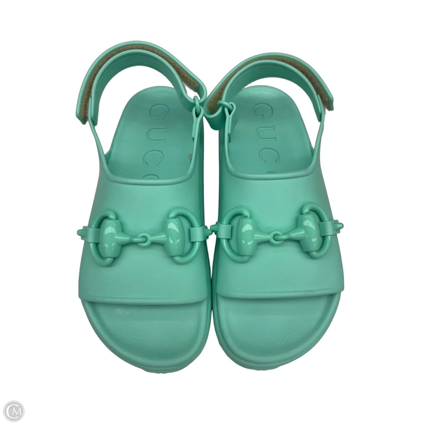 Sandals Luxury Designer By Gucci In Aqua, Size: 5.5