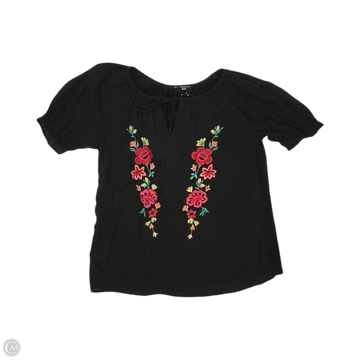 Blouse Short Sleeve By Clothes Mentor In Black, Size: S
