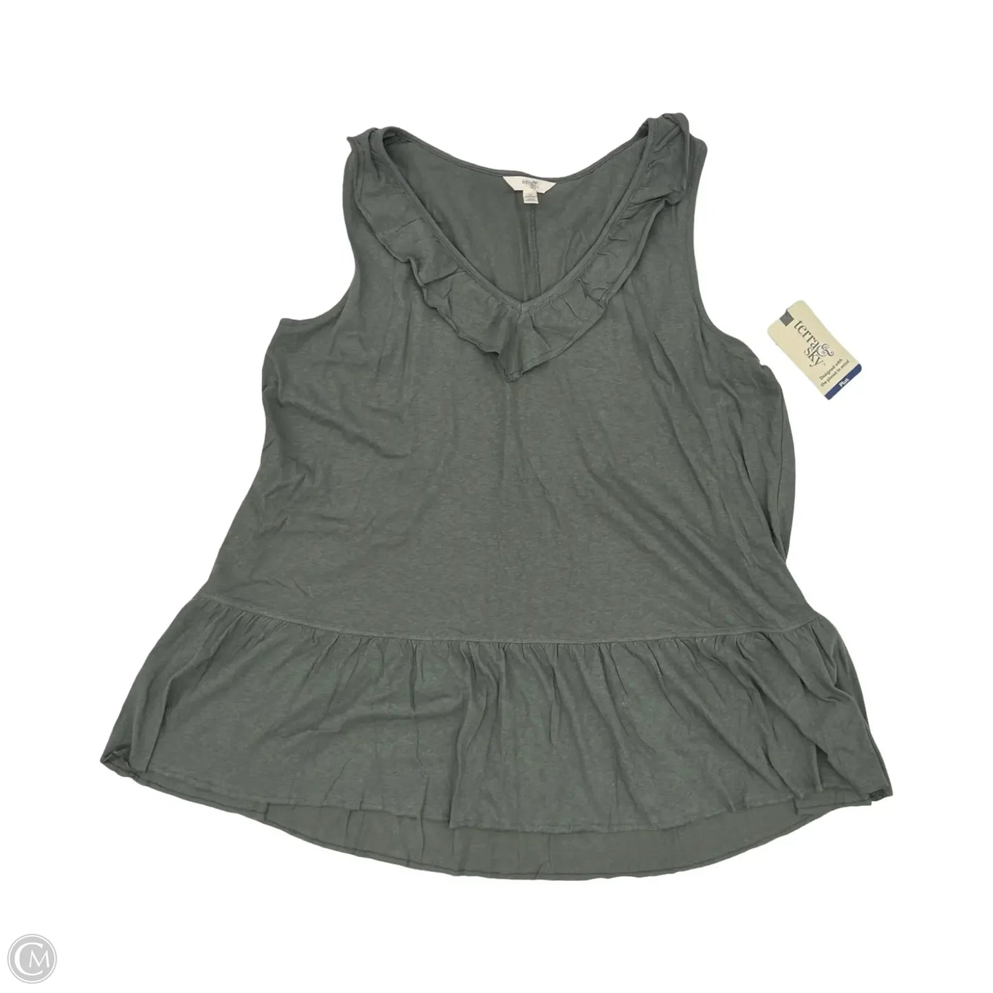 Tunic Sleeveless By Terra & Sky In Green, Size: 1x