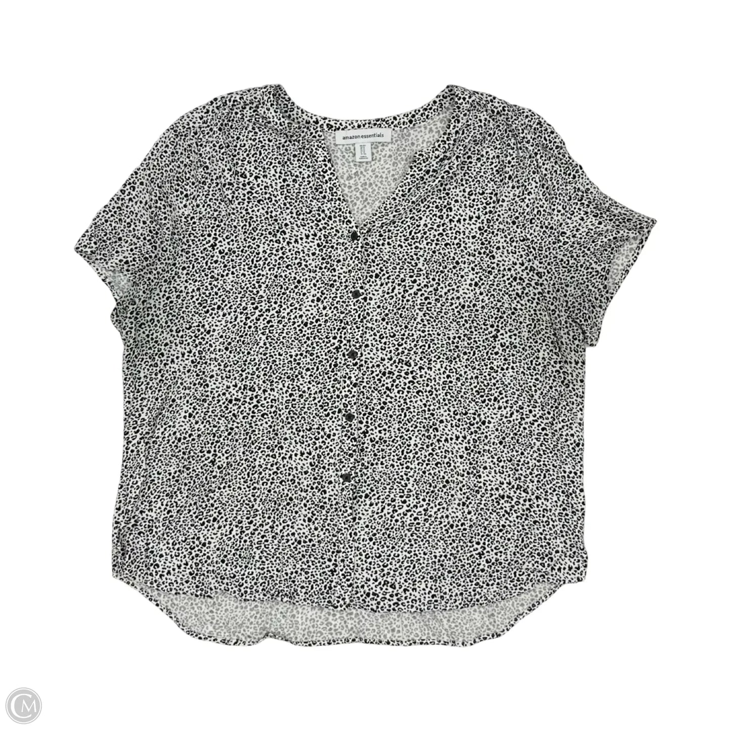 Blouse Short Sleeve By Amazon Essentials In Black & White, Size: Xl
