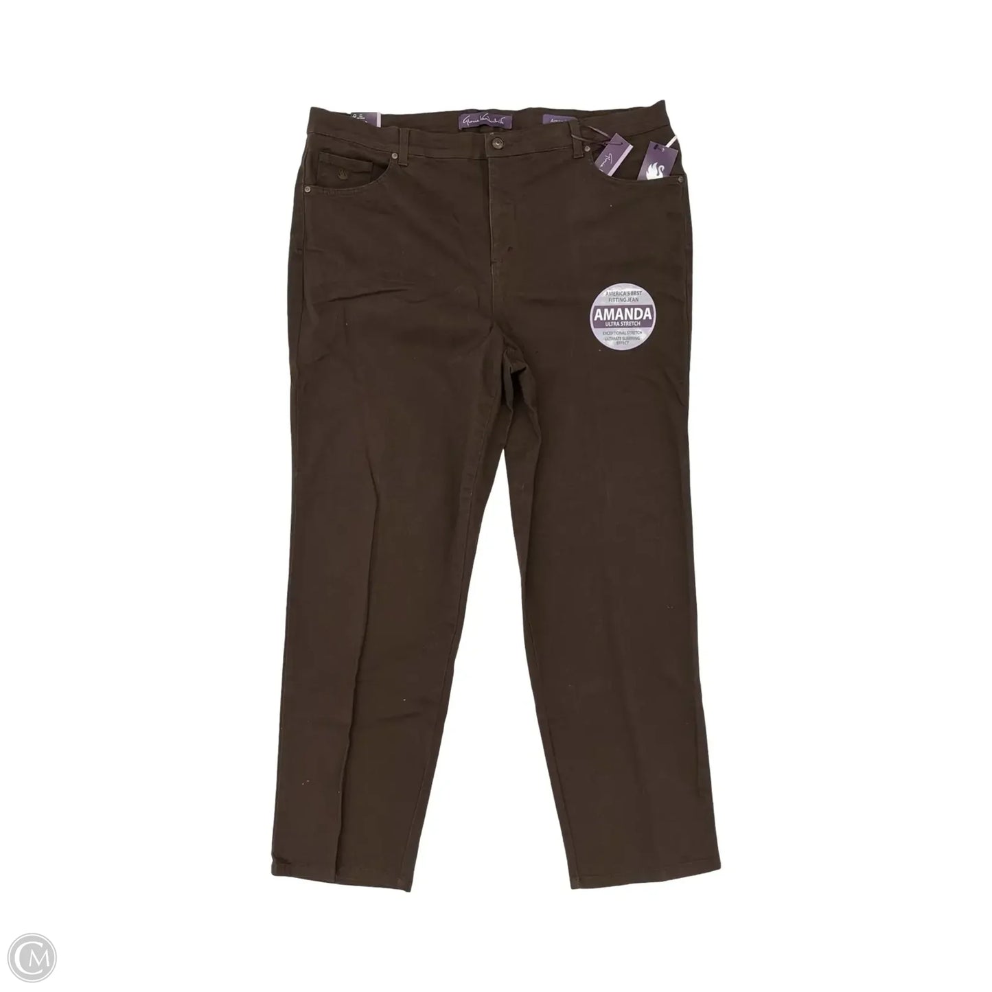 Jeans Straight By Gloria Vanderbilt In Brown Denim, Size: 18w