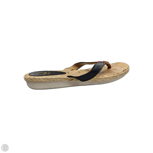 Sandals Flip Flops By Clothes Mentor In Black & Tan, Size: 7