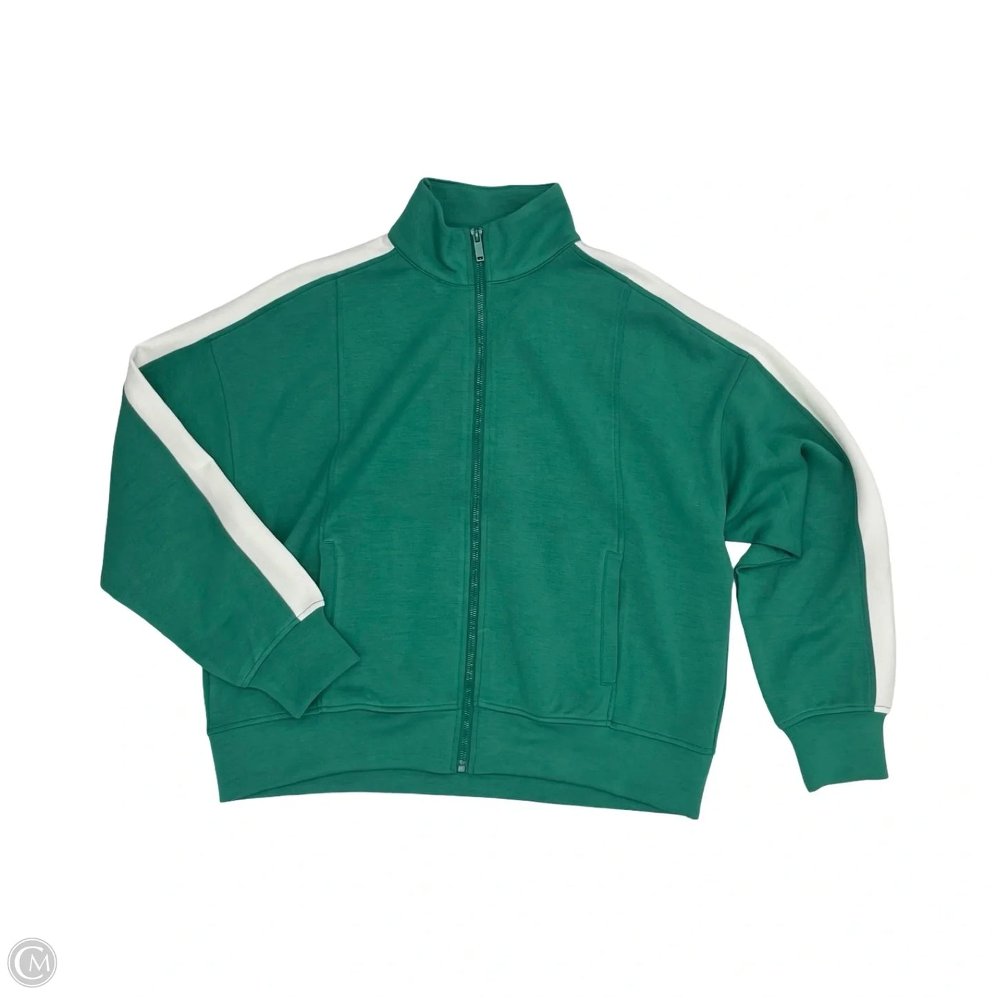Athletic Jacket By Rae Mode In Green & White, Size: M