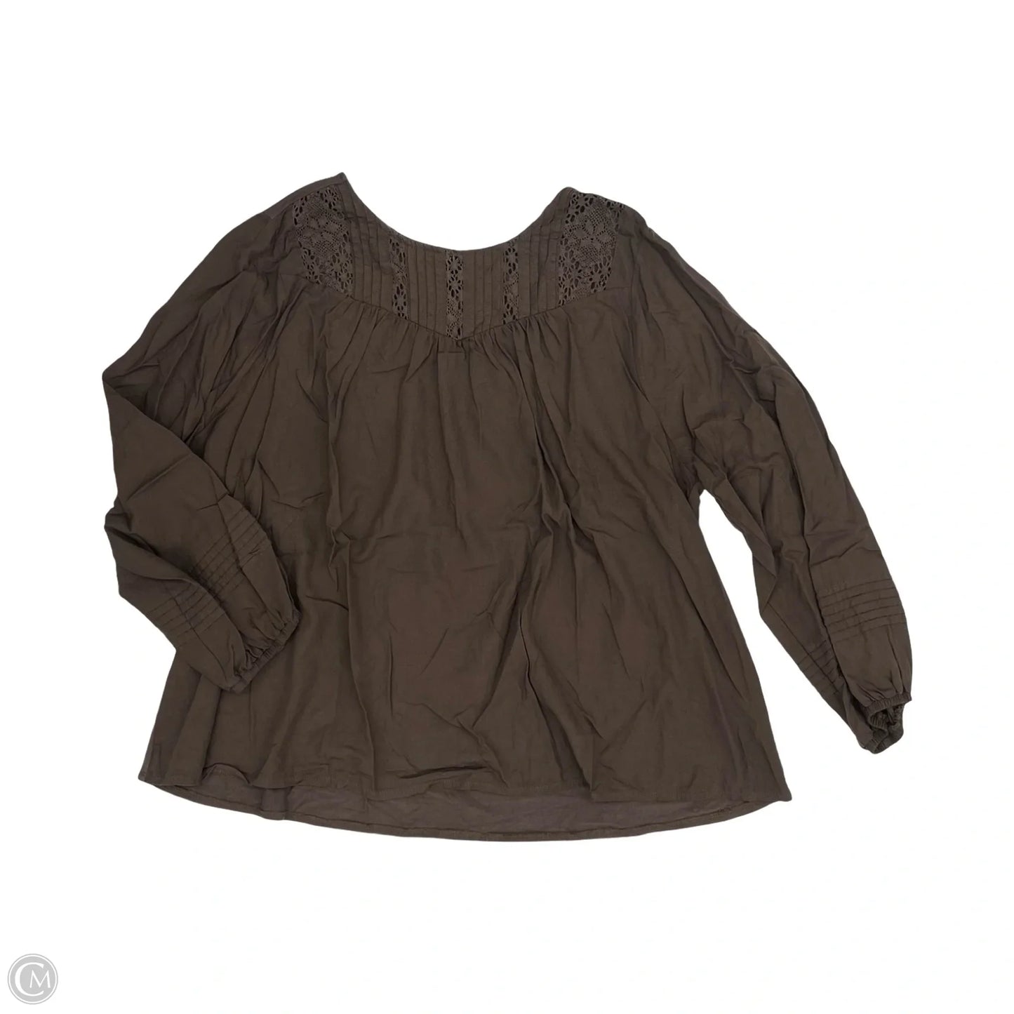 Blouse Long Sleeve By Lane Bryant In Brown, Size: 1x