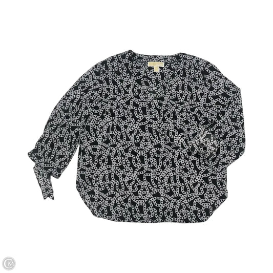 Blouse Designer By Michael Kors In Black & Grey, Size: L