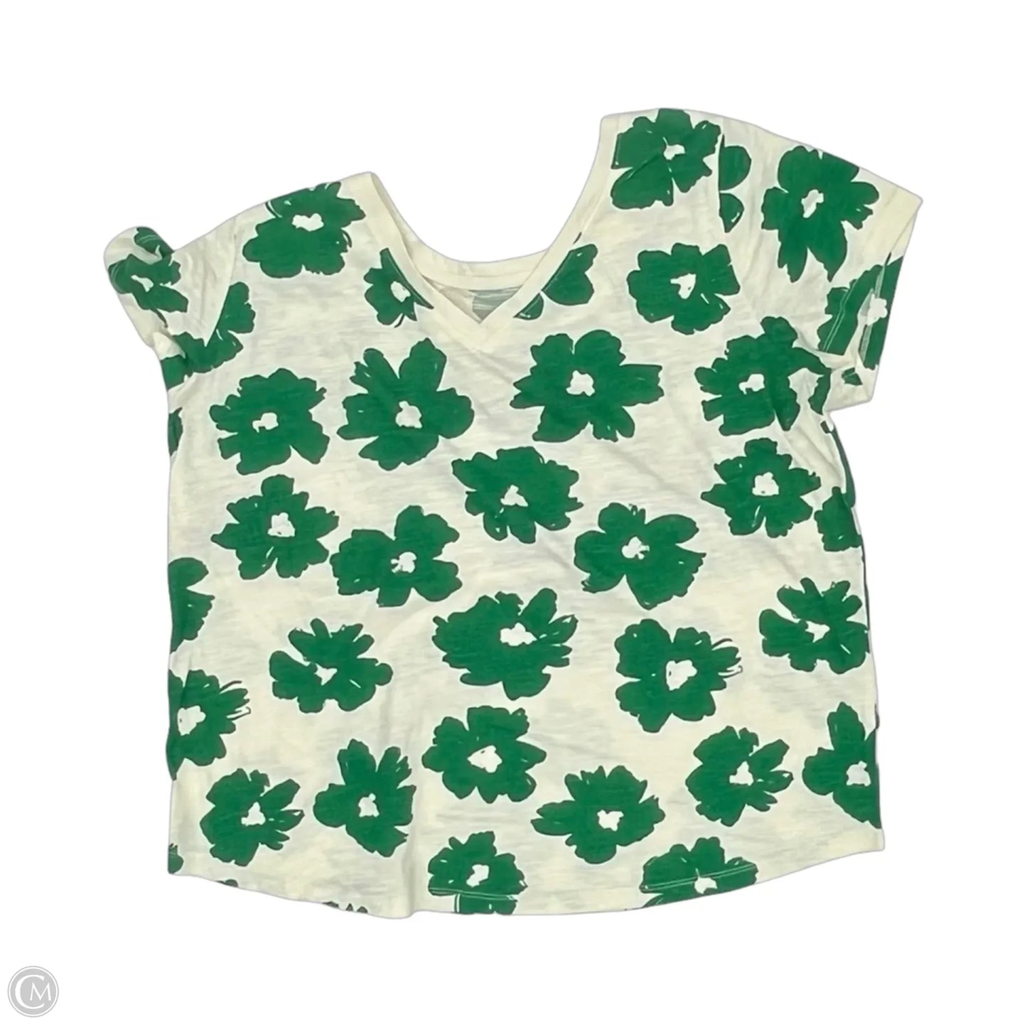 Top Short Sleeve By Sonoma In Cream & Green, Size: Xl