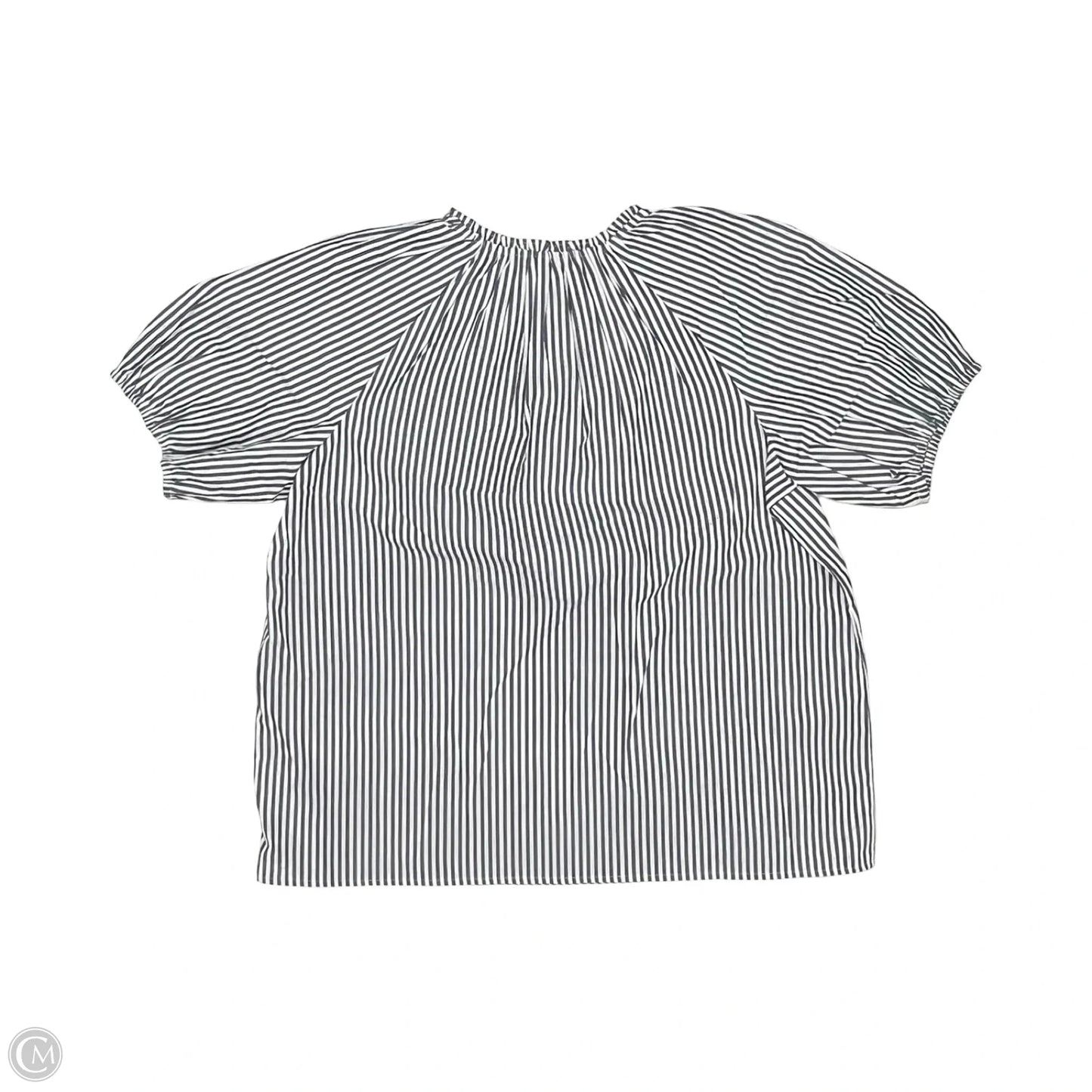 Blouse Short Sleeve By Cato In Grey & White, Size: L
