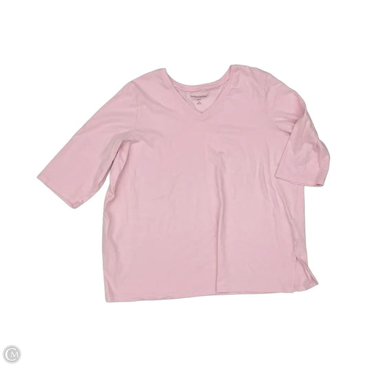Top Short Sleeve Basic By Woman Within In Pink, Size: 3x