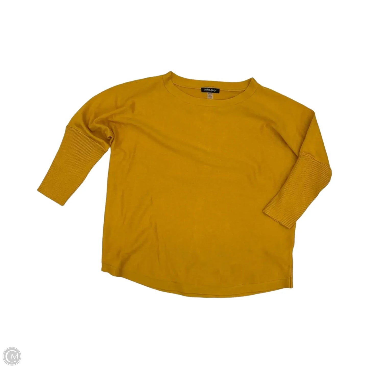 Sweater Short Sleeve By Cable And Gauge In Gold, Size: Xl