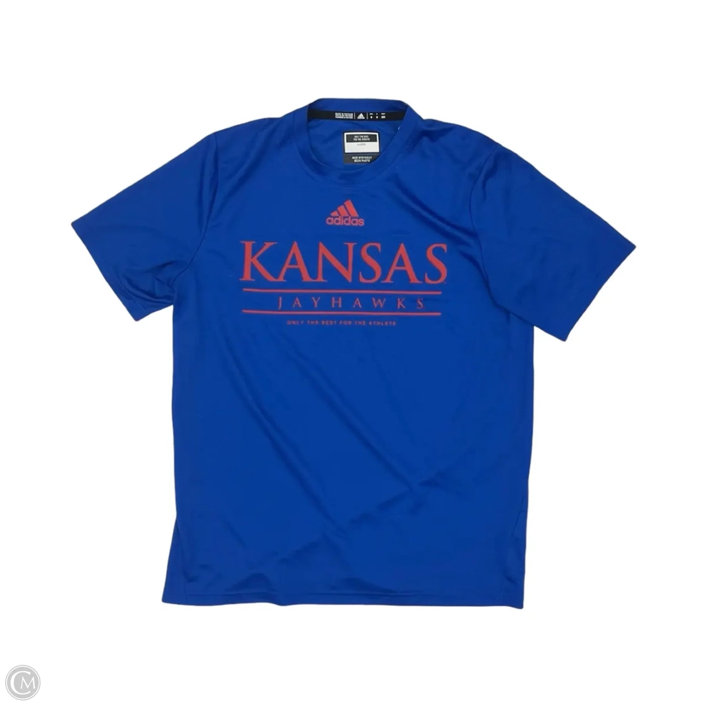 Athletic Top Short Sleeve By Adidas In Blue & Red, Size: M