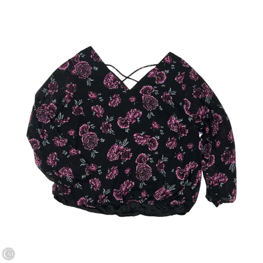 Blouse Long Sleeve By Torrid In Black & Purple, Size: 3x