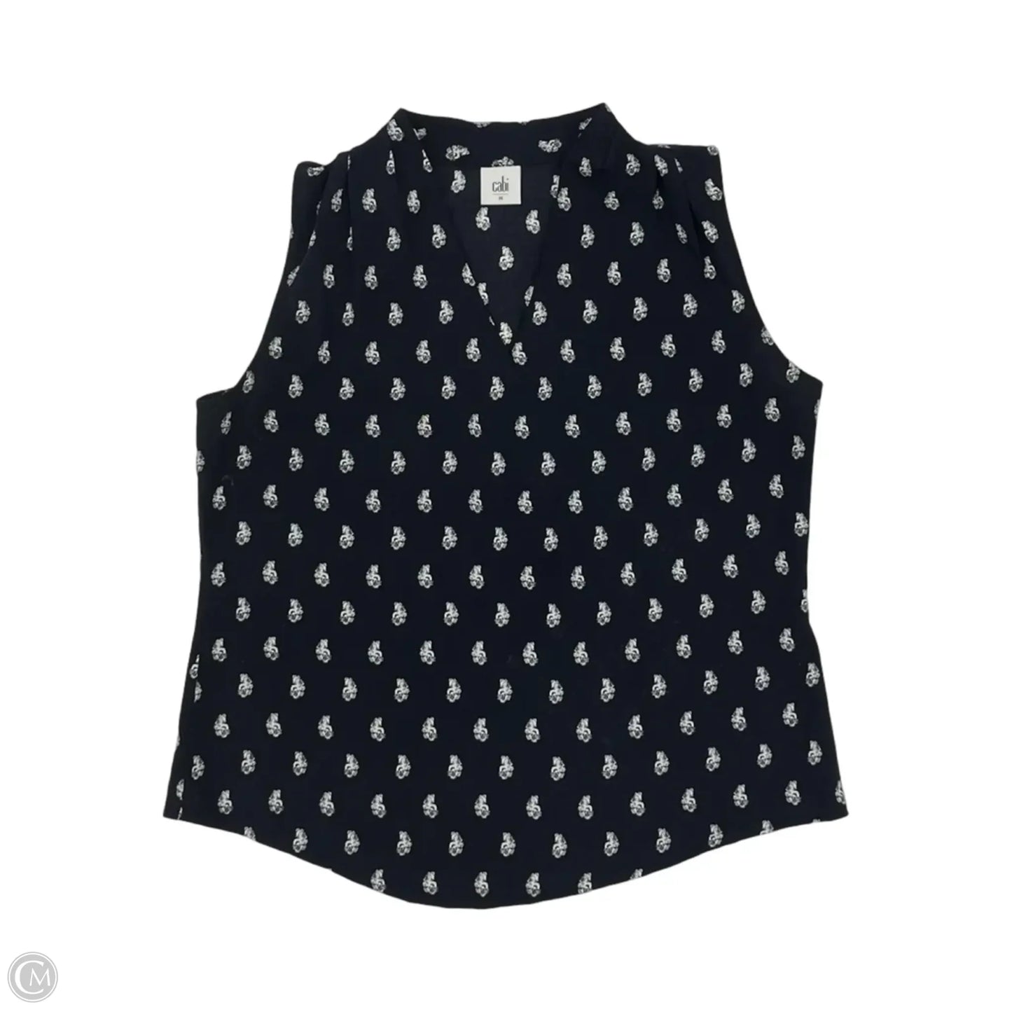 Blouse Sleeveless By Cabi In Blue & White, Size: M