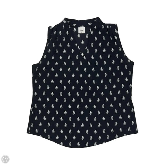 Blouse Sleeveless By Cabi In Blue & White, Size: M
