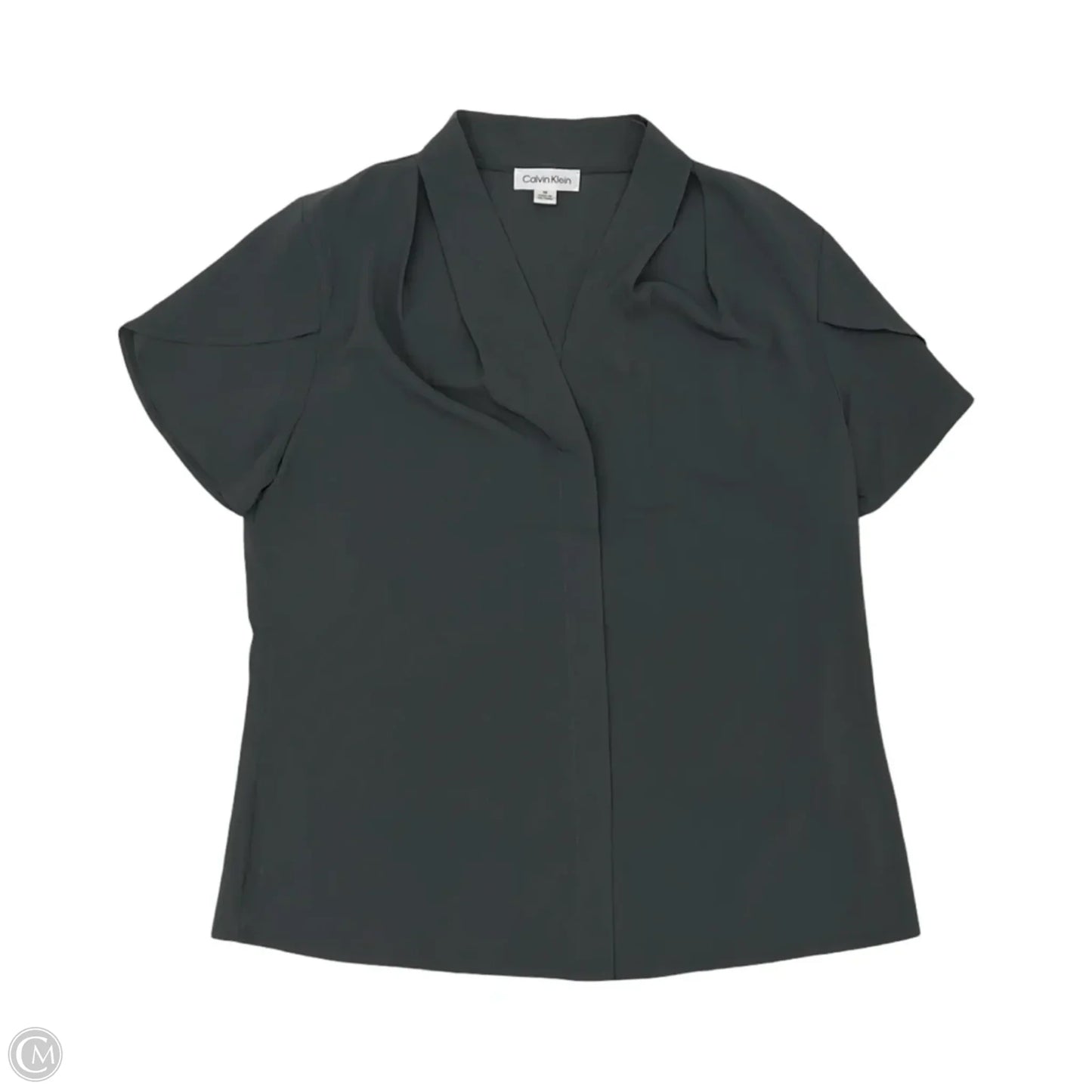 Blouse Short Sleeve By Calvin Klein In Grey, Size: M