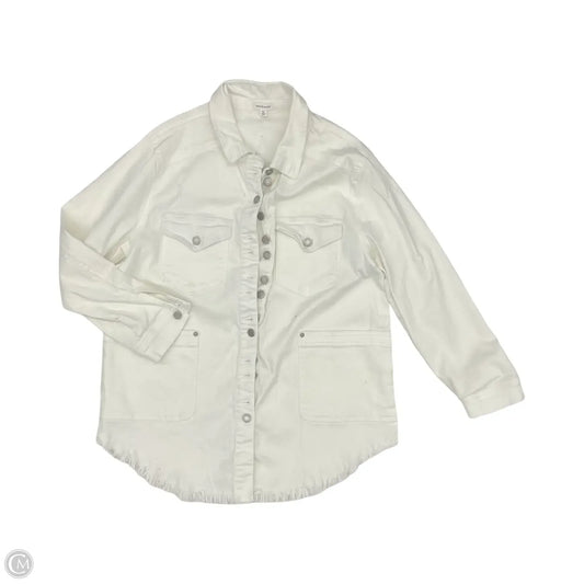 Jacket Denim By Clothes Mentor In White Denim, Size: Xl