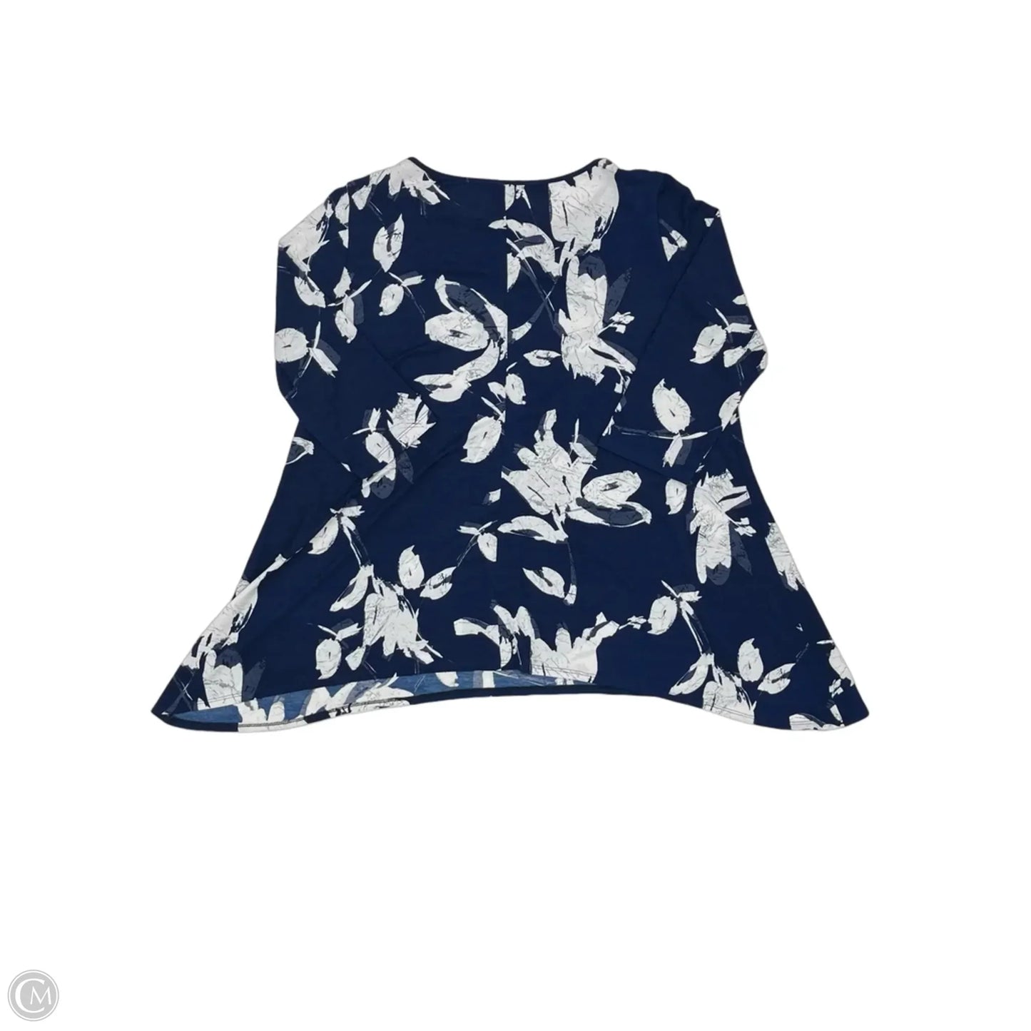 Tunic 3/4 Sleeve By Clara Sun Woo In Blue & White, Size: 1x