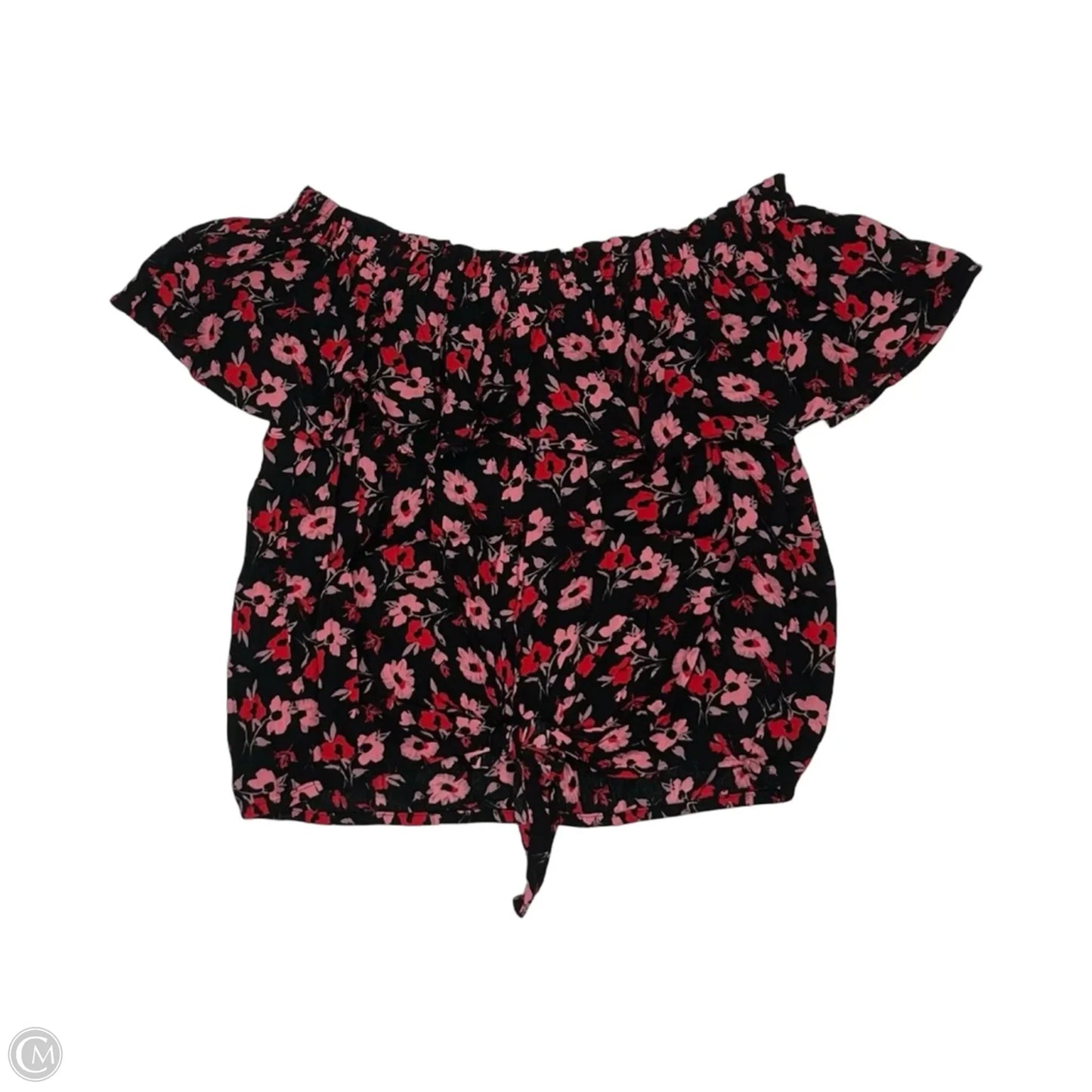 Blouse Short Sleeve By Express In Black & Pink, Size: S