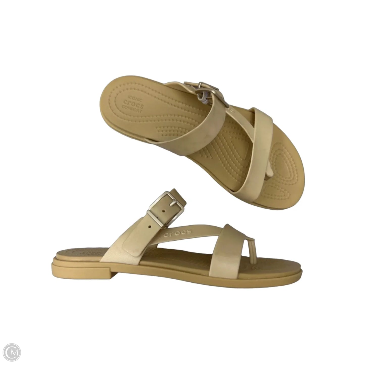 Sandals Flats By Crocs In Tan, Size: 8