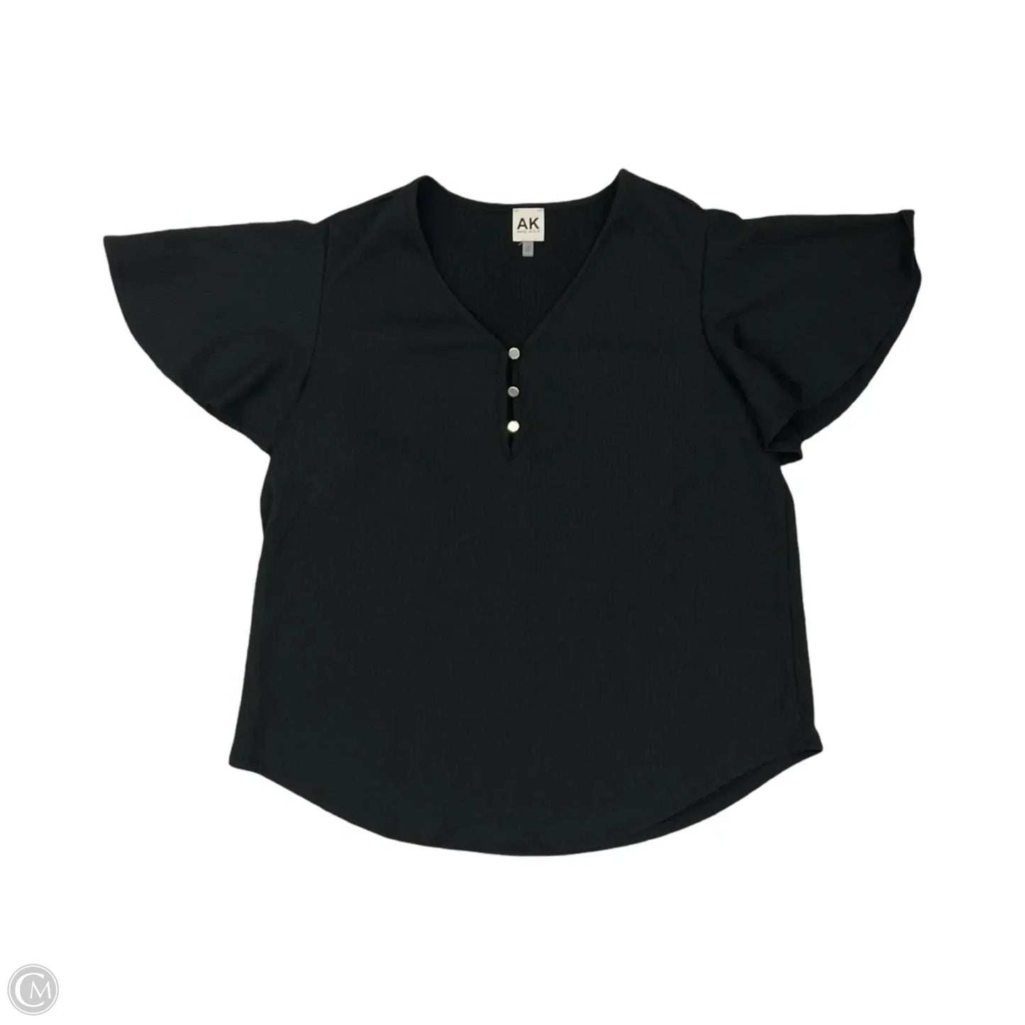 Blouse Short Sleeve By Anne Klein In Black, Size: 1x