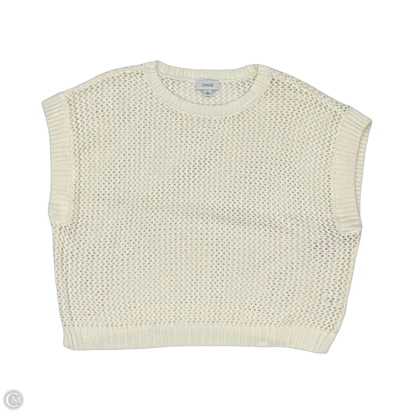 Sweater Short Sleeve By Cece In White, Size: Xl