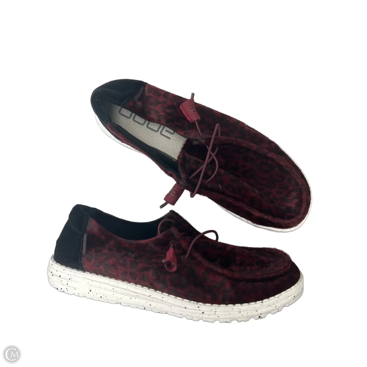 Shoes Sneakers By Hey Dude In Black & Red, Size: 10