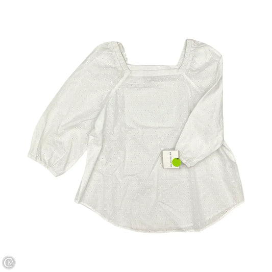 Blouse Long Sleeve By Liz Claiborne In White, Size: L