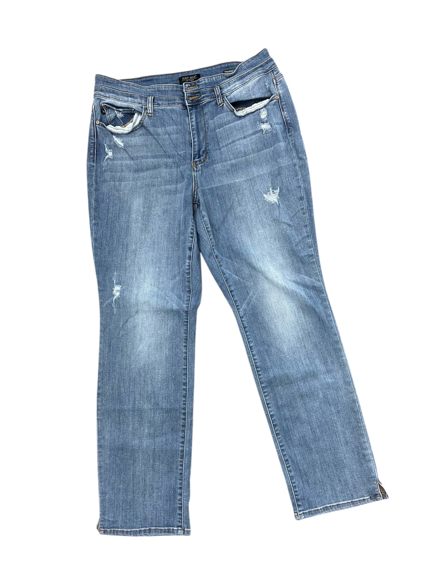Jeans Straight By Judy Blue In Blue Denim, Size:18