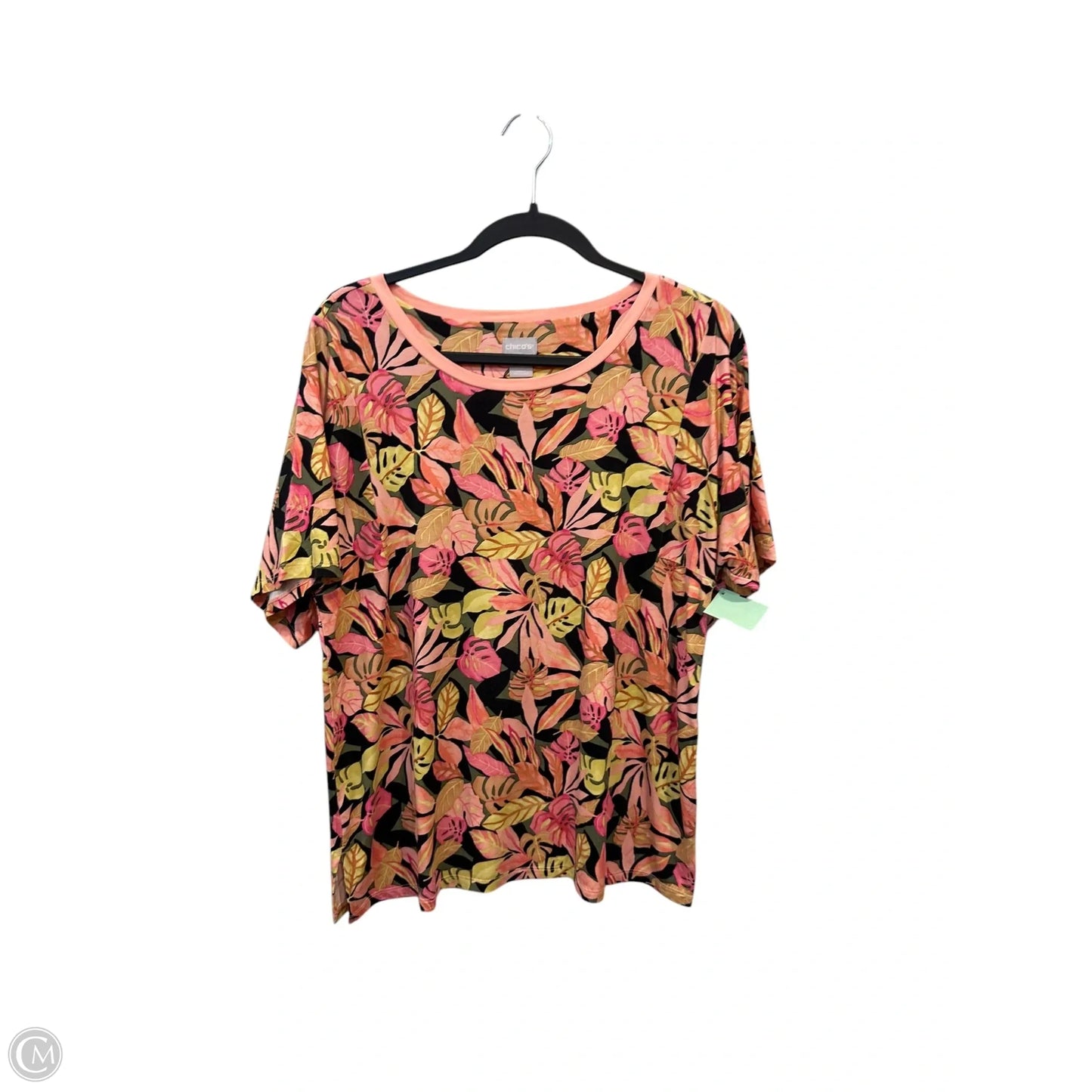 Top Short Sleeve Basic By Chicos In Tropical Print, Size: M