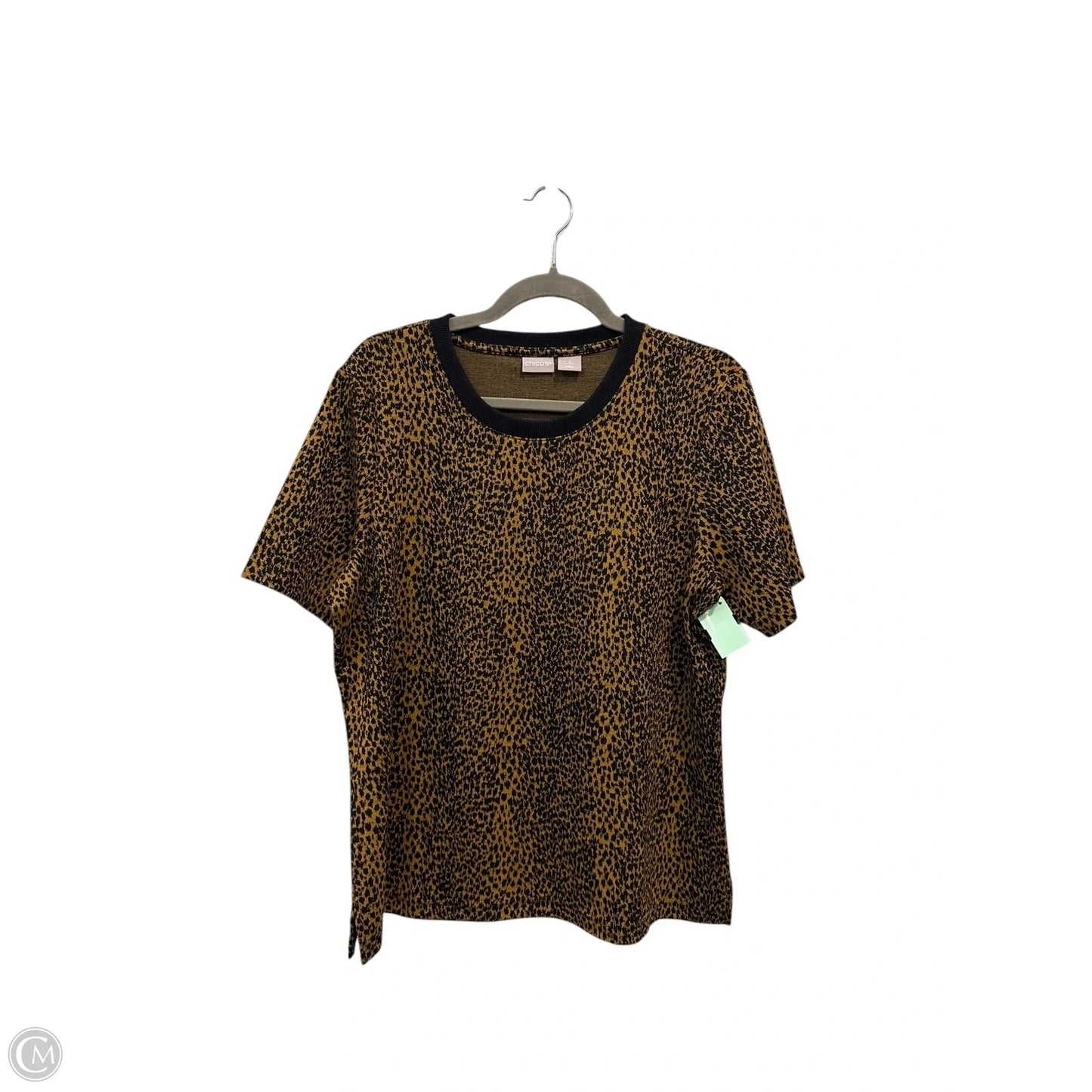Top Short Sleeve Basic By Chicos In Animal Print, Size: L