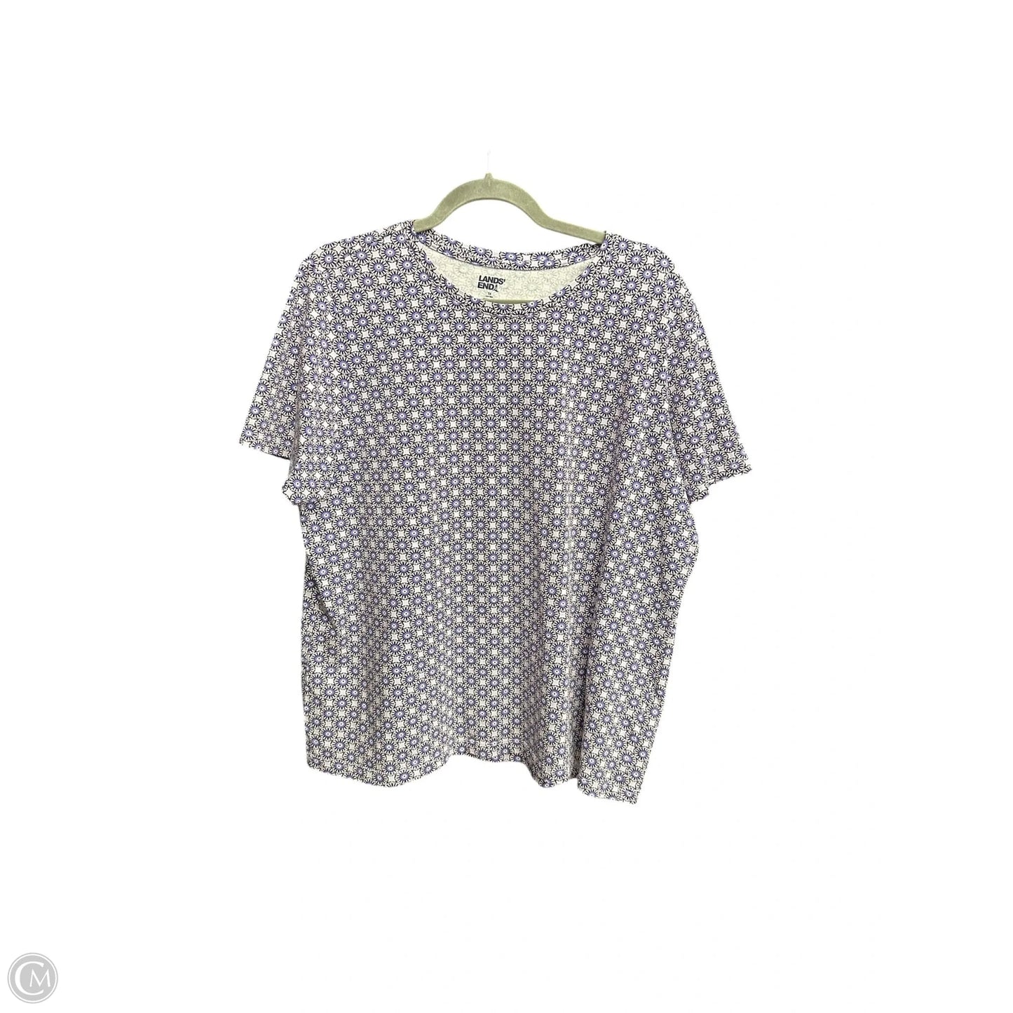 Top Short Sleeve Basic By Lands End In Geometric Pattern, Size: Xl