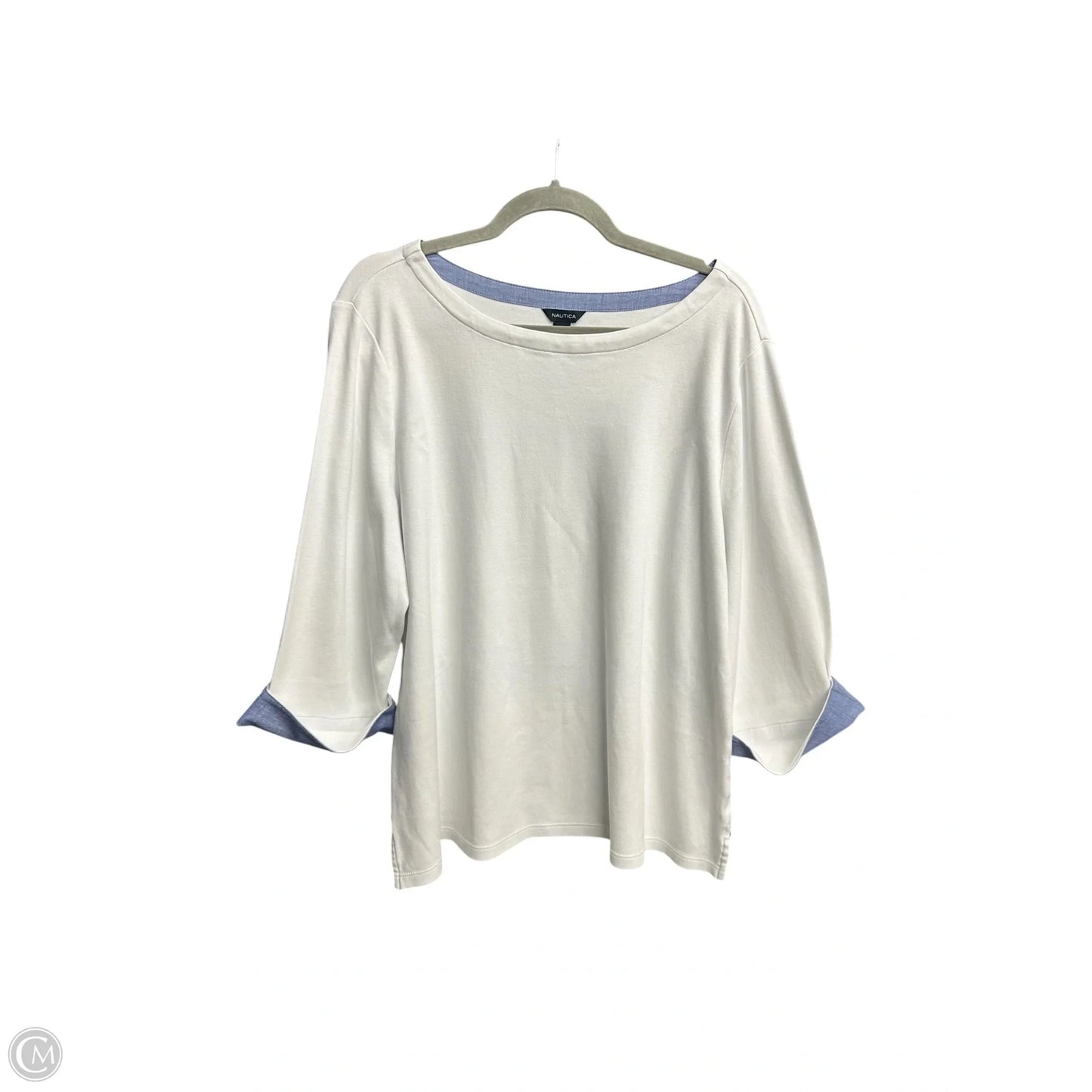 Blouse 3/4 Sleeve By Nautica In White, Size: 2x