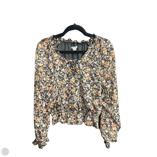 Top Long Sleeve By American Eagle In Floral Print, Size: S