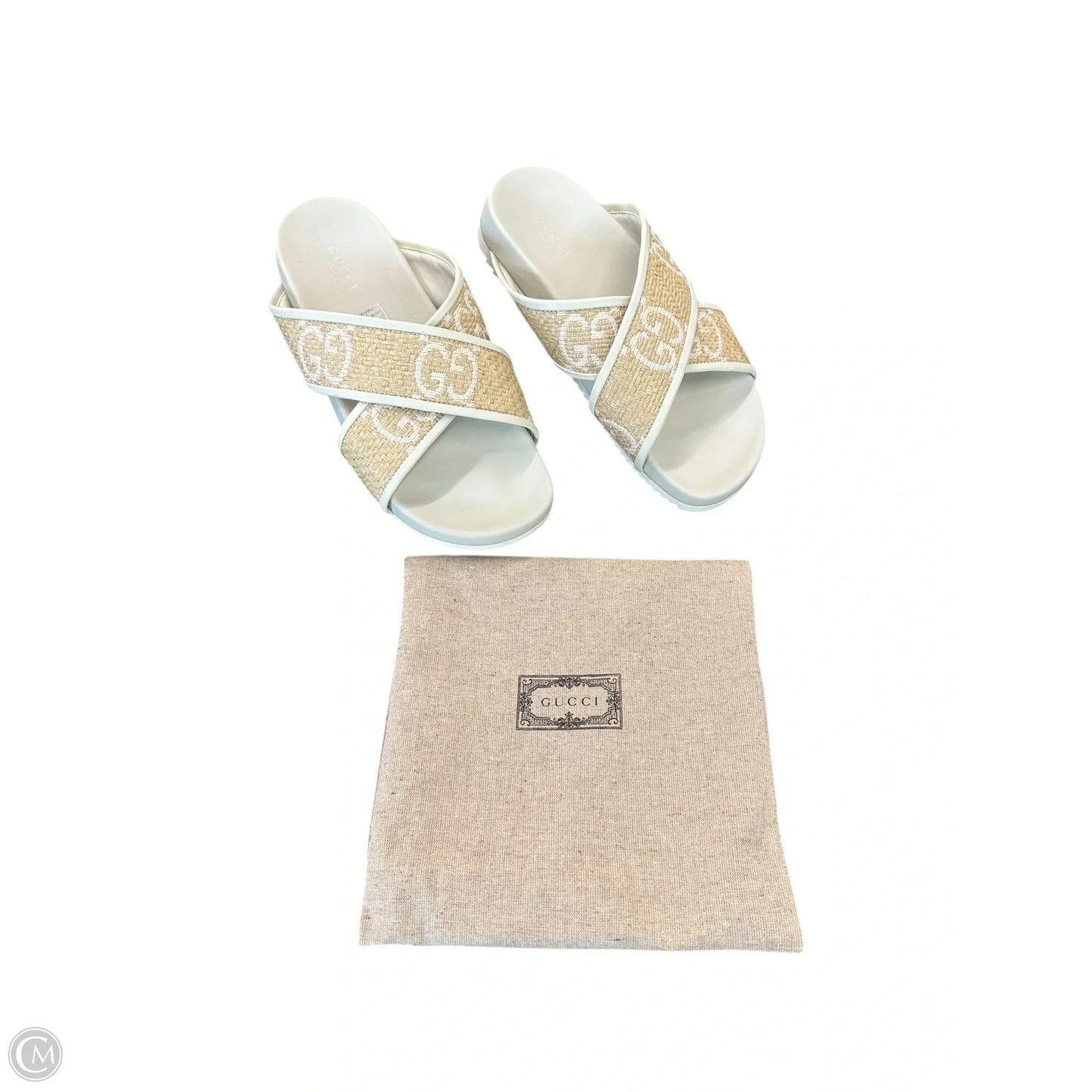Sandals Luxury Designer By Gucci In Pink & Tan, Size: 8