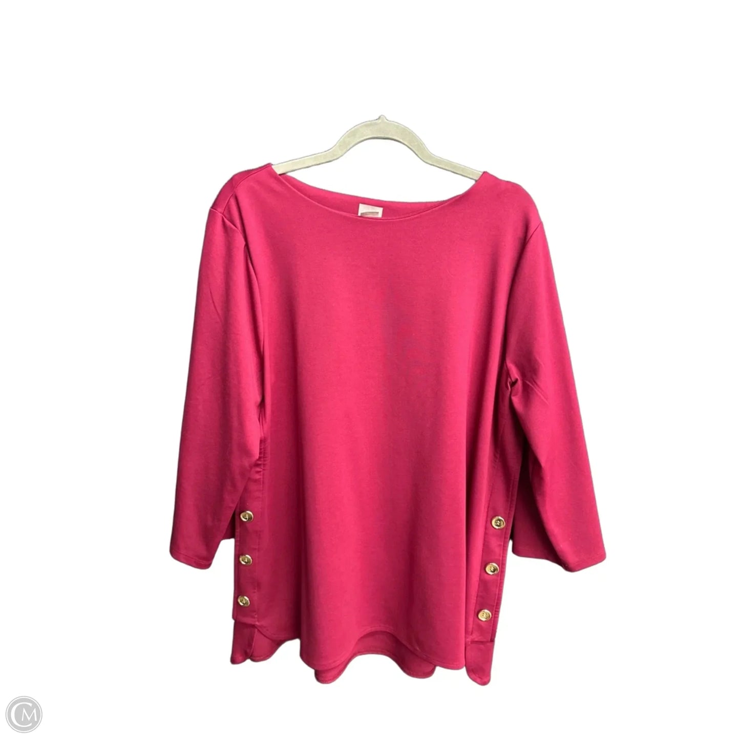Top 3/4 Sleeve By Chicos In Red, Size: 1x