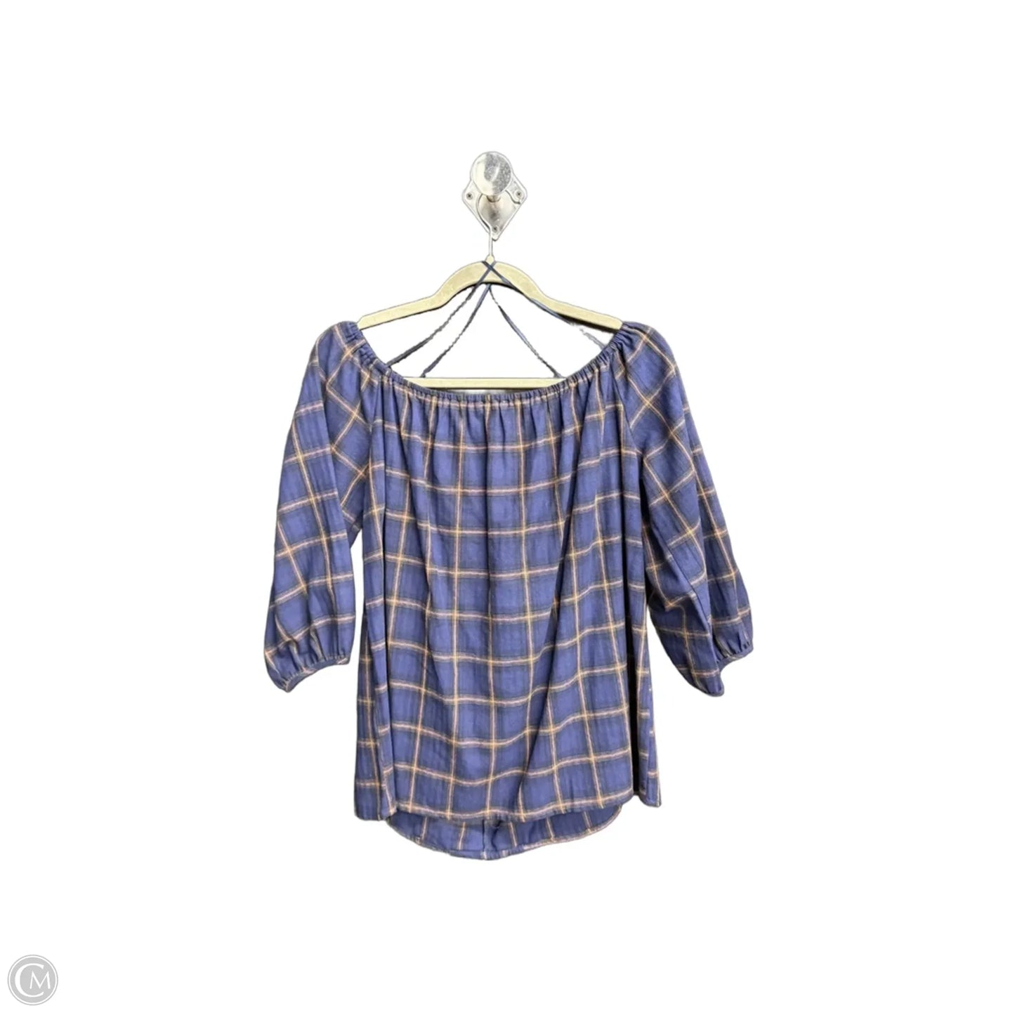Top Short Sleeve By Entro In Plaid Pattern, Size: L