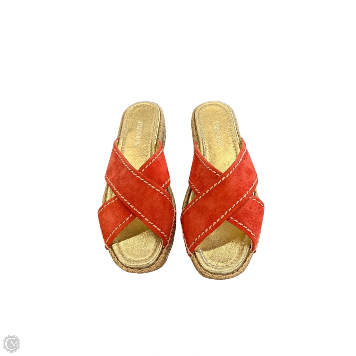 Shoes Luxury Designer By Prada In Red, Size: 9.5