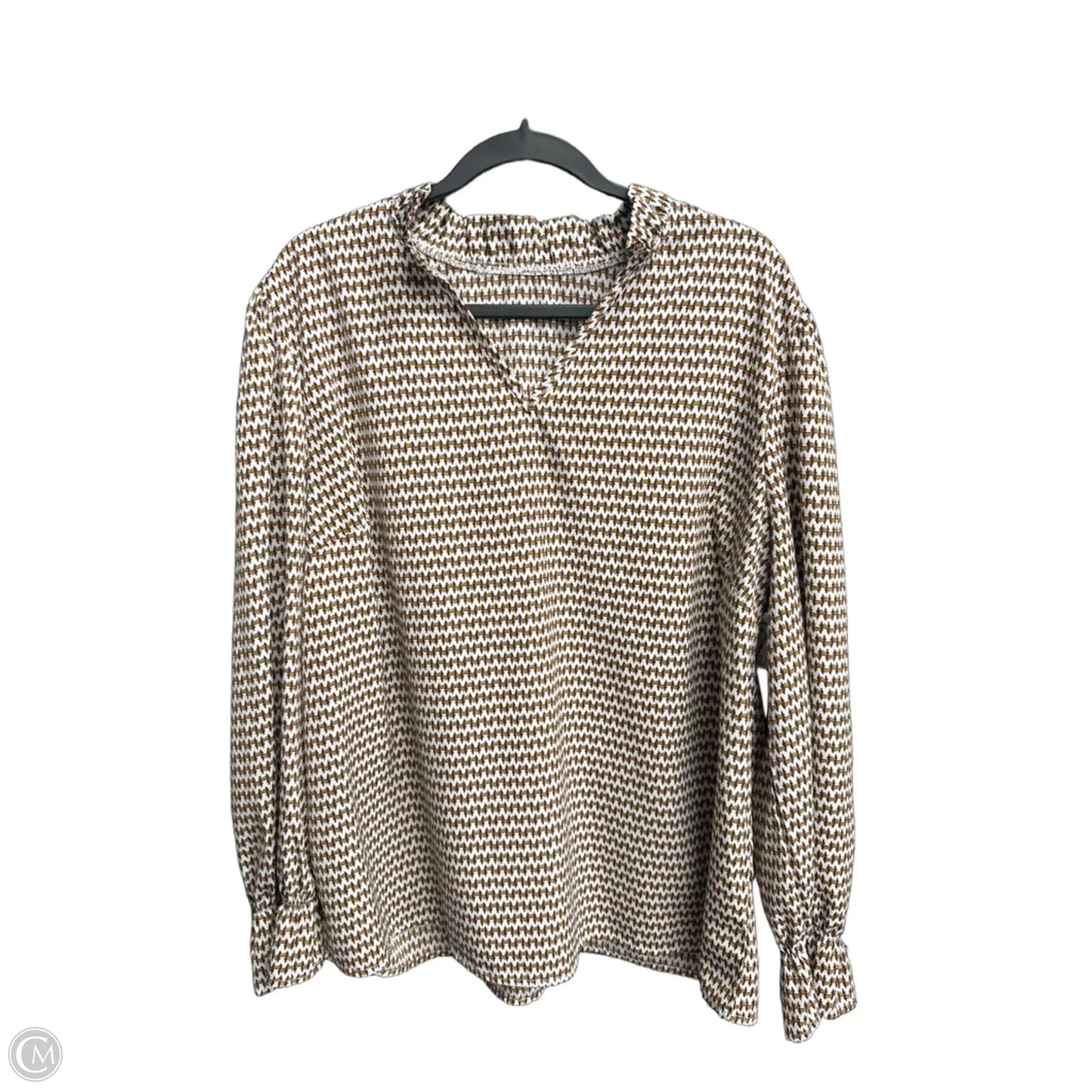 Top Long Sleeve By Clothes Mentor In Brown & White, Size: Xl