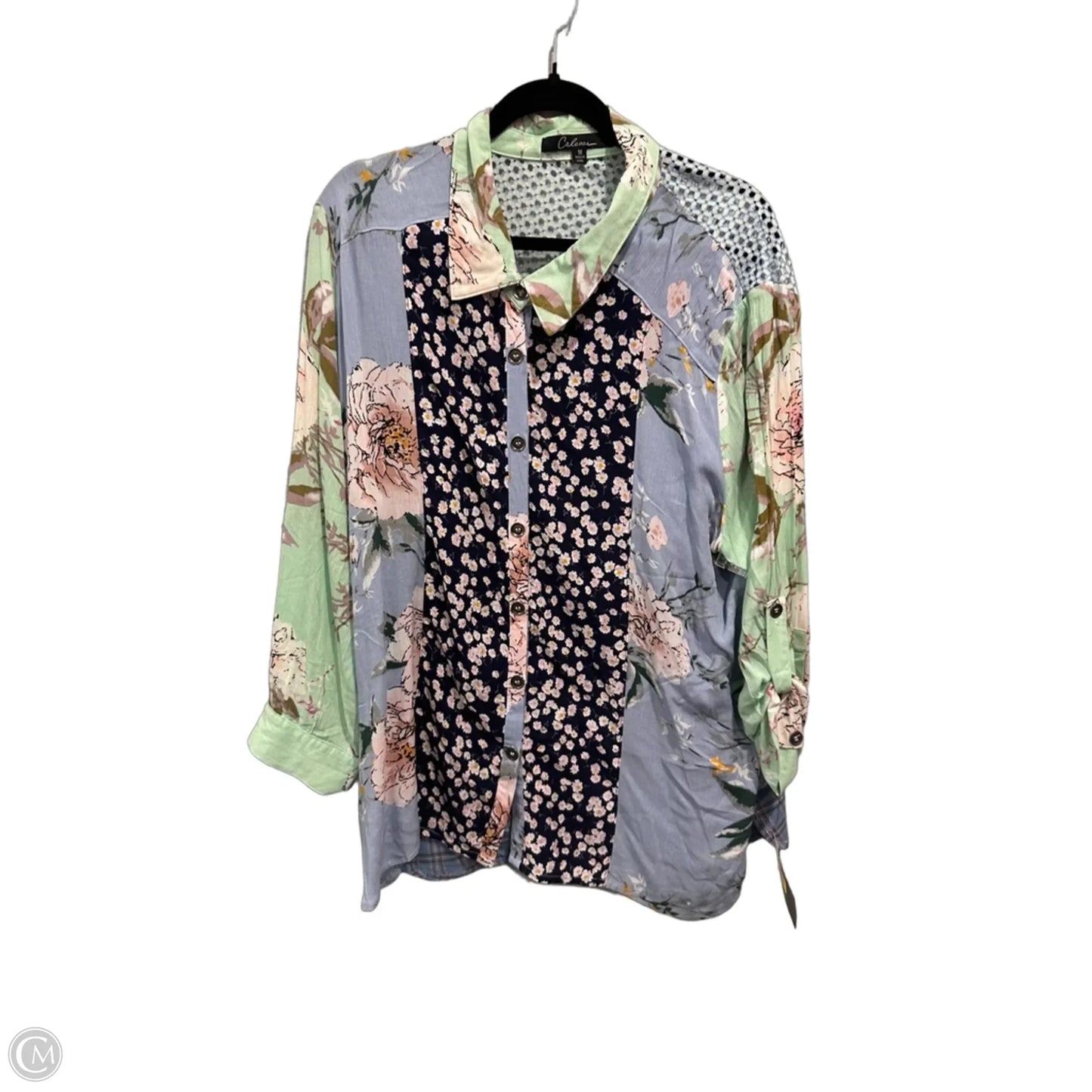Top Long Sleeve By Calessa In Floral Print, Size: 1x